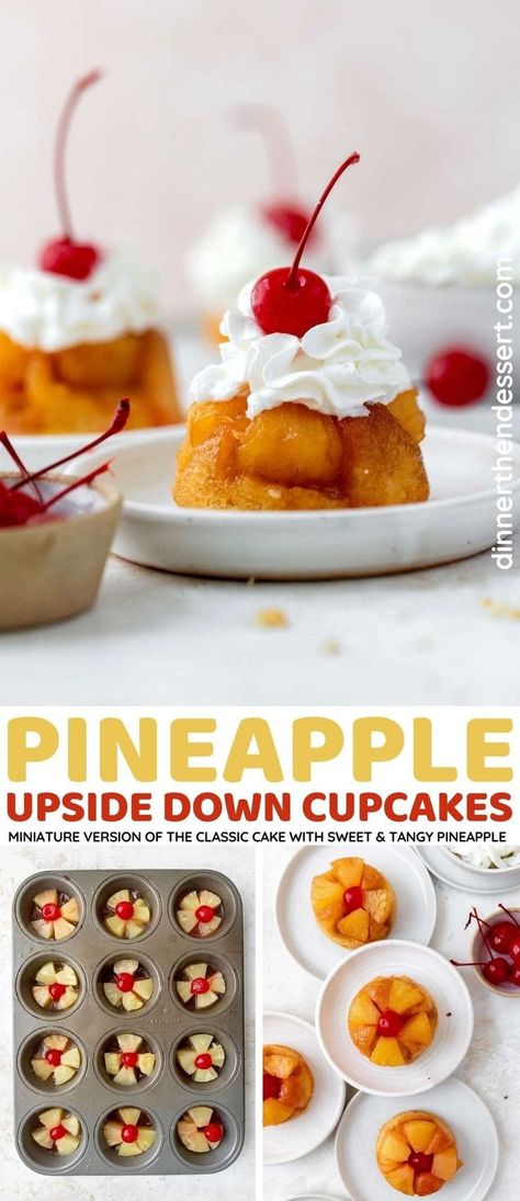 Upside Down Pineapple Cake Cupcakes, Dessert With Pineapple Chunks, Pineapple Upside Down Cupcakes With Cake Mix Recipe, Recipes Using Pineapple Chunks, Chunk Pineapple Recipes, Pineapple Upside Down Cupcakes Homemade, Pineapple Chunks Recipes Desserts, Mini Pineapple Upside Down Cakes Easy, Pineapple Chunks Recipes