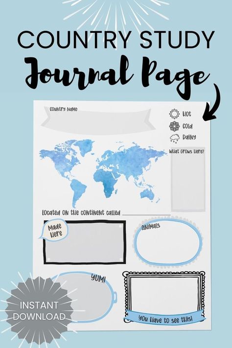 Geography Journal, Study Geography, Country Study, Writing Sentences, Relaxed Homeschooling, Country Studies, Study Planner Printable, Homeschool Teacher, Study Journal