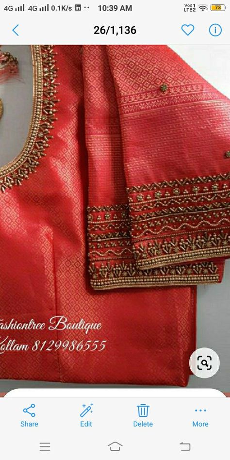 Kalyana Saree Blouse Design, Red Saree Aari Work Blouse, Red Blouse Aari Work Designs Simple, Wedding Blouse Handwork Designs, Bridal Simple Blouse Designs, Wedding Blouse Designs Bridal Collection Latest, Kerala Bridal Blouse Designs, Blouse Hand Work Designs Simple, Bridal Blouse Designs Simple