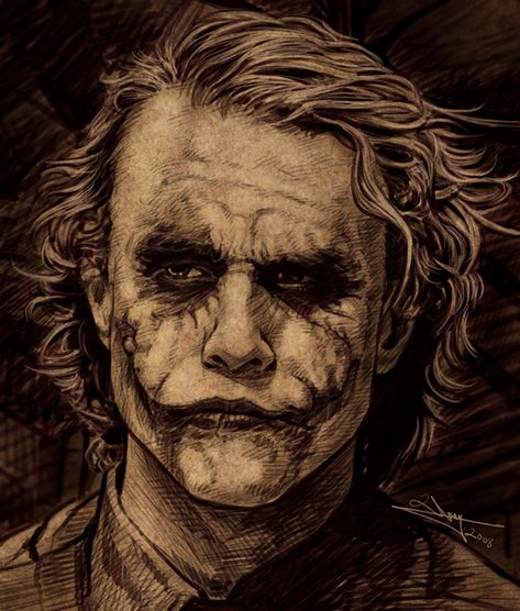 A series of fan art I did that was inspired by The Dark Knight trilogy. Tato Joker, Joker Art Drawing, Joker Dark Knight, Batman Joker Wallpaper, Joker Tattoo Design, جوني ديب, Joker Drawings, Der Joker, Joker Heath