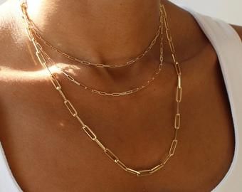 Chunky Gold Chain Necklace, Paperclip Chain Necklace, Chunky Gold Chain, Chain Necklace Gold, Gold Link Chain, Gold Jewelry Necklace, Gold Choker Necklace, First Second, Gold Necklace Women