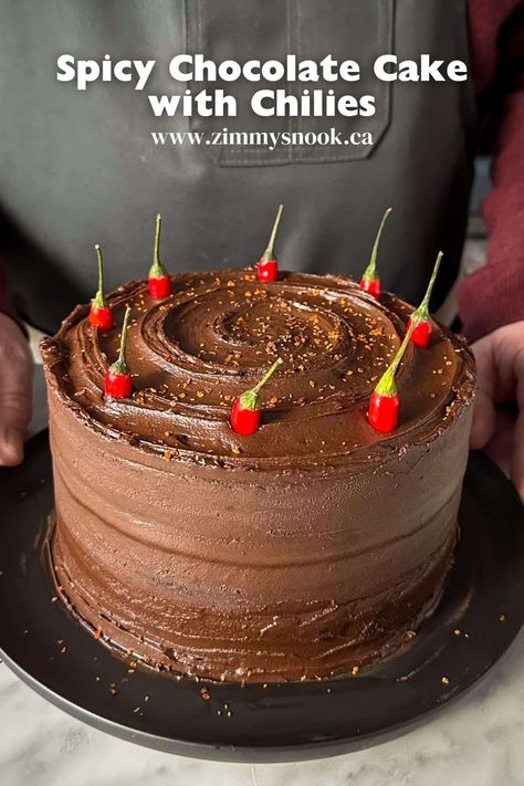 Chili Chocolate Cake, Chocolate Chili Cake, Chilli Chocolate Cake, Spicy Cake Recipes, Spicy Chocolate Cake, Spicy Cake, National Chocolate Cake Day, Korean Chili Flakes, Korean Chili