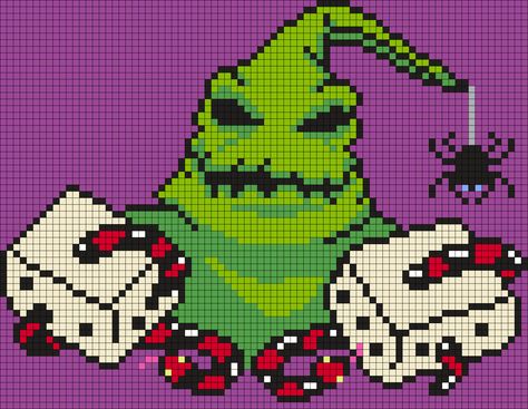 Oogie Boogie "Snake Eyes" Panel from The Nightmare Before Christmas Square Grid Pattern Nightmare Before Christmas Grid Pattern, Nightmare Before Christmas Pixel Art Grid, Oogie Boogie Perler Beads, Oogie Boogie Pixel Art, Nightmare Before Christmas Alpha Pattern, Nightmare Before Christmas Pixel, Nightmare Before Christmas Pixel Art, Oogie Boogie Pattern, Nightmare Before Christmas Perler Beads