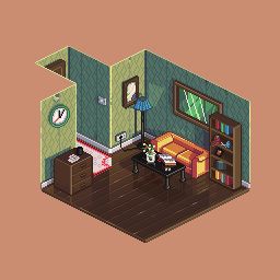 Living room by Cbamf | Pixel Joint Interior Apartment Design, Habbo Hotel, Kare Kare, Pixels Art, Isometric Drawing, 8bit Art, Props Art, Spongebob Wallpaper, Pixel Drawing