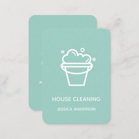 Modern Minimal Bucket Logo House Cleaning Maid Business Card - business card Service Business Card, Logo House, Cleaning Maid, Company Business Cards, School Supplies Shopping, Cleaning Business Cards, Service Business, Cleaning Logo, Business Card Modern