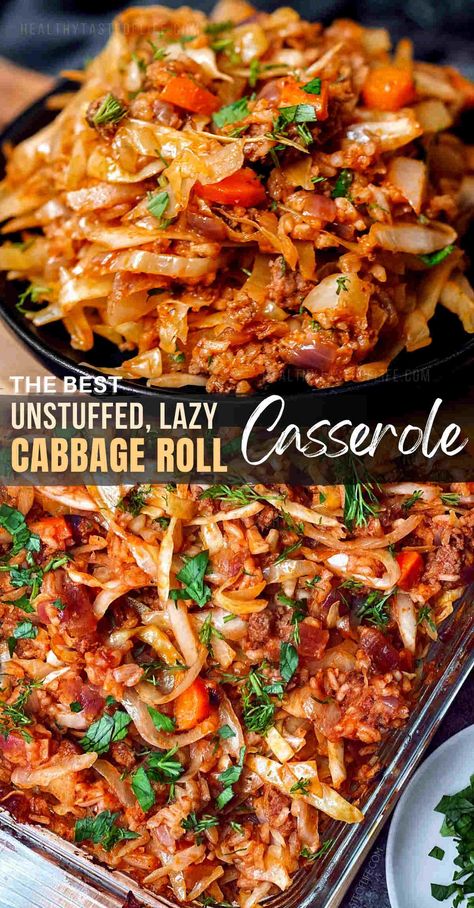 Shredded Cabagge Recipes, Healthy Cabbage Roll Casserole, Recipes For Cabbage Dinners, Hamburger Meat With Cabbage Recipes, Shredded Cabbage Casserole, One Pot Cabbage Roll Casserole, Vegan Cabbage Roll Casserole, Lazy Cabbage Roll Casserole With Ground Beef, Stuff Cabbage Casserole Recipes