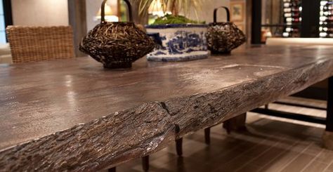 concrete countertops that look like real wood Contemporary Wine Cellar, Concrete Tables, Awesome Furniture, Outdoor Kitchen Countertops, Reclaimed Wood Table, Concrete Counter, Concrete Furniture, Concrete Kitchen, Concrete Table