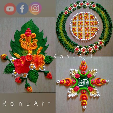 Ganapati Rangoli Designs Latest, Elementary Chemistry, Unique Rangoli Designs, Rangoli Beautiful, Rangoli Designs Easy, Unique Rangoli, Rangoli Designs For Competition, Simple Rangoli Designs, Rangoli Designs Simple Diwali