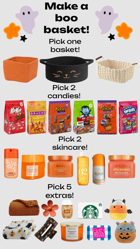 #boobasket #halloween #boobasketidea #spookyscaryskeletons #pumpkinspice #pumpkinseason #halloweenaesthetic Boo Basket Ideas For Best Friend, Boo Basket Ideas, Spooky Halloween Gifts, Fall Gift Baskets, Boo Baskets, Halloween Gift Baskets, Corn Snacks, Halloween Food Treats, Halloween Baskets