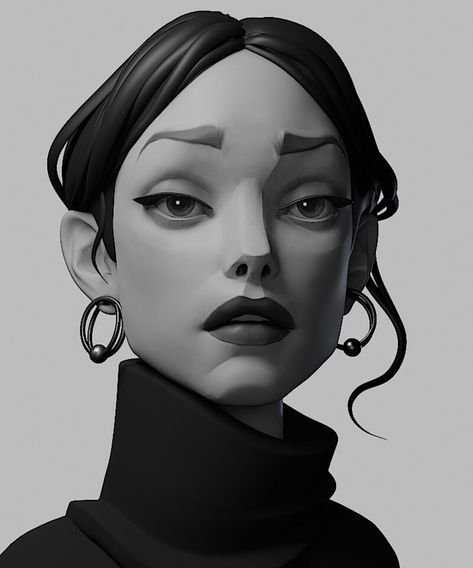 ArtStation - 16.01.20, Nikita Morozov 3d Karakter, Female Face, Digital Portrait Art, 인물 드로잉, Digital Painting Tutorials, Portrait Sculpture, Arte Inspo, Cartoon Character Design, Character Modeling