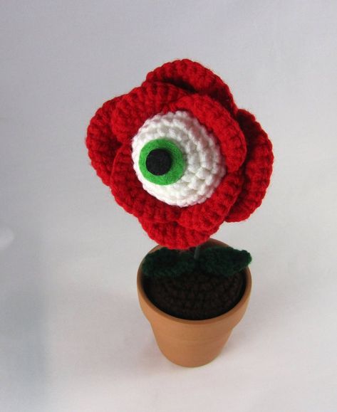 PDF Crochet Pattern Eye Ball Rose Creepy Flower red rose | Etsy Rose With Eyeball, Red Rose Plant, Free Crochet Halloween, Horror Crochet, Felted Crochet, Eye Ball, Crochet Hack, Crochet Eyes, Rose Plant