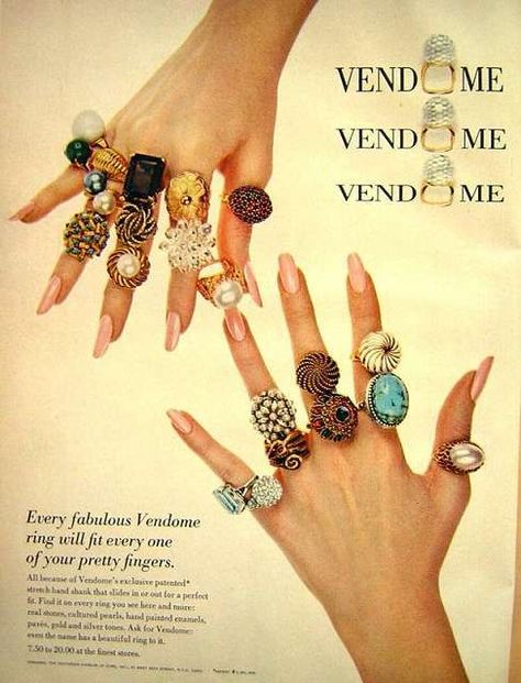 Vendome Jewelry, Bad Seed, Jewellery Advertising, 60s Jewelry, Patti Hansen, 1960 Jewelry, 1960s Jewelry, Lauren Hutton, Walmart Jewelry