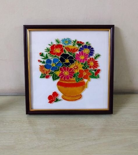 Glass Painting - Flower Pot Glass Painting Designs, Stained Glass Paint, Flowery Wallpaper, Glass Paint, Pencil Drawings Easy, Painting Flower, Painting Designs, Glass Painting, Paint Designs