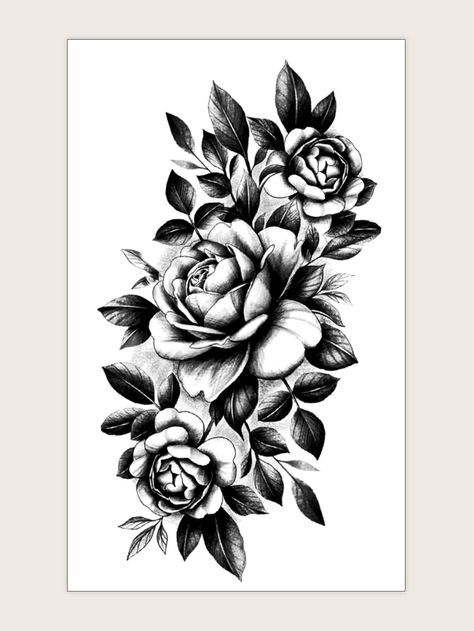 Negro  Collar   Floral Adhesivo Embellished   Utensilios de belleza Tattoo Para, Black Line Tattoo, Ankle Tattoos For Women, Muster Tattoos, Floral Tattoo Sleeve, Realistic Tattoo, Tatuaje A Color, Floral Tattoo Design, Black And White Flowers