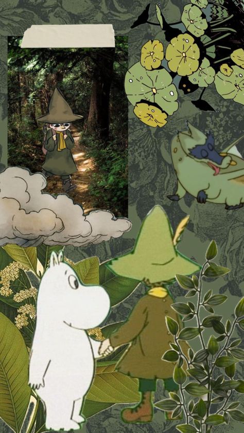 Snufkin from moominvalley Moomin And Snufkin Wallpaper, Snufkin Wallpaper, Moomin Wallpaper, Cottagecore Forest, Studio Ghibli Background, Moomin Valley, Tove Jansson, Summer Cottage, Fairytale Art