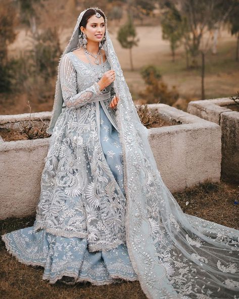 5 New Pastel Colours For Brides On Their Wedding Day! Nikkah Outfit, Valima Bride, Pakistan Wedding, Pengantin India, Walima Dress, Desi Wedding Dresses, Nikkah Dress, Bridal Dresses Pakistan, Bridal Dress Fashion