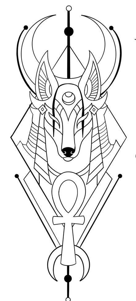 Tapestry Tattoo Design, Anubis Hieroglyphics Tattoo, Anubis Coloring Pages, Egyptian Tattoo Outline, Anubis Drawing Egyptian Art, Ahnk Tattoo Stencil, Anubis Drawing Tattoo, Egyptian Tattoo Stencil, Horus Tattoo Stencil