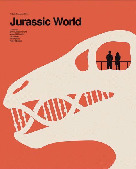 Jurassic World (2015) ~ Minimal Movie Poster by Matt Needle #amusementphile Jurassic World Movie Poster, Jurassic World Chris Pratt, Jurassic World Poster, Jurassic Park Trilogy, Alternative Posters, Jurassic World Movie, Jurassic Park Film, Silhouette Poster, Jurassic World 2015