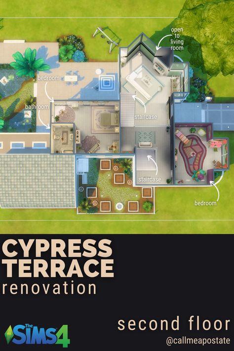 ⭐Available in gallery!
Cypress Terrace Reno.

🆔Gallery ID: callmeapostate

🏠4 bed, 4 bath
📐Lot Dimensions: 40x30
💰$239,758

🛠️No CC and no mods!
✅Play tested!

Packs used:  
🤍EP: High School Years, Cottage Living, Snowy Escape, Eco Lifestyle, Discover University, Island Living, Seasons, Cats & Dogs, City Living, Get Together, and Get to Work.
💙GP: My Wedding Stories, Dream Home Decorator, Journey to Batuu, Realm of Magic, Jungle Adventure, Parenthood, Vampires, Dine Out, and Spa Day... Magic Jungle, Terrace Renovation, Snowy Escape, Eco Lifestyle, Wedding Stories, Jungle Adventure, High School Years, Island Living, Cottage Living