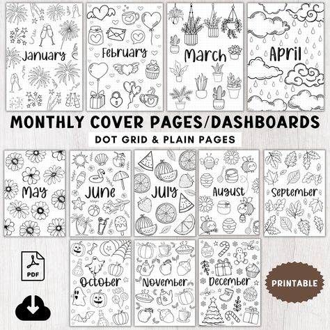 🌈📖12 monthly planner cover pages a5 journal printable bujo pre-made,Monthly dashboards,2024 Monthly title pages coloring A5 journal insert template,Monthly calendar cover,Monthly coloring pages calendar,2 Premade dotted bullett journal pages 2024,Bujo template dotted grid pages,Bulet journal binder📅  (1)January cover page (2)February cover page (3)March cover page (4)April cover page (5)May cover page (6)June cover page (7)July cover page (8)August cover page (9)September cover page (10)Octob Month Journal Page, Bujo 2024 Cover Page, Monthly Title Page, Journal Month Page, Monthly Coloring Pages, Bujo Templates, Month Coloring Pages, Planner Cover Page, Journal Binder