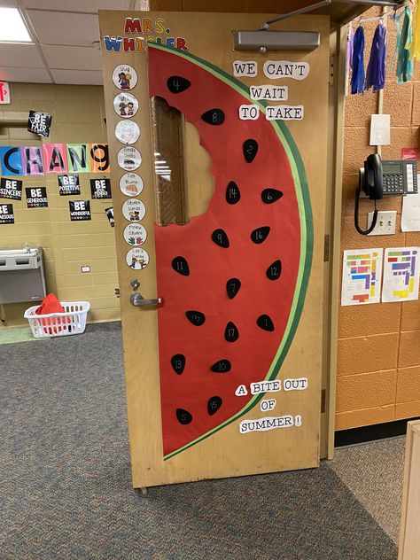 Summer Time Classroom Door Ideas, Summertime Classroom Door Ideas, Watermelon Door Decorations Classroom, Watermelon Classroom Door, June Door Decorations Preschool, Fruits Classroom Decoration, Summer Themed Classroom Door, Daycare Classroom Door Ideas, Easter School Door Decorations