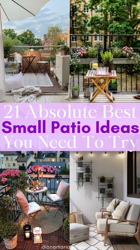 These small patio ideas are SO good for every type of space and will make your outdoor spot into a cozy oasis for you and your guests. Outdoor Spaces Diy, Patio Ideas For Dogs, Small Patio Ideas Townhouse, Patio Ideas Townhouse, Small Covered Patio, Small Patio Ideas, Diy Outdoor Space, Small Patio Furniture, Small Patio Decor