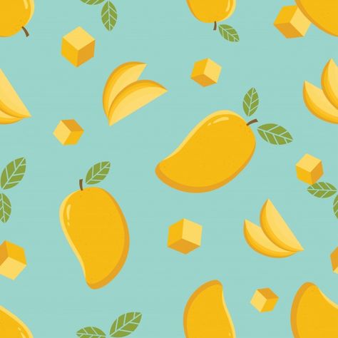 Mango seamless pattern | Premium Vector #Freepik #vector #background #pattern #food #floral Mango Aesthetic, Mango Color, Fruit Aesthetic, Aesthetic Background, Colorful Fruit, Design Tools, Seamless Pattern, Premium Vector, Mango