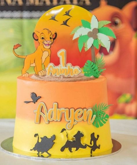 Hakuna Matata Cake, Lion King Birthday Cake, King Birthday Cake, Lion King Cake Topper, Birthday Lion King, Lion King Party Decorations, Lion King Cake, Lion King Party, 6th Birthday Cakes