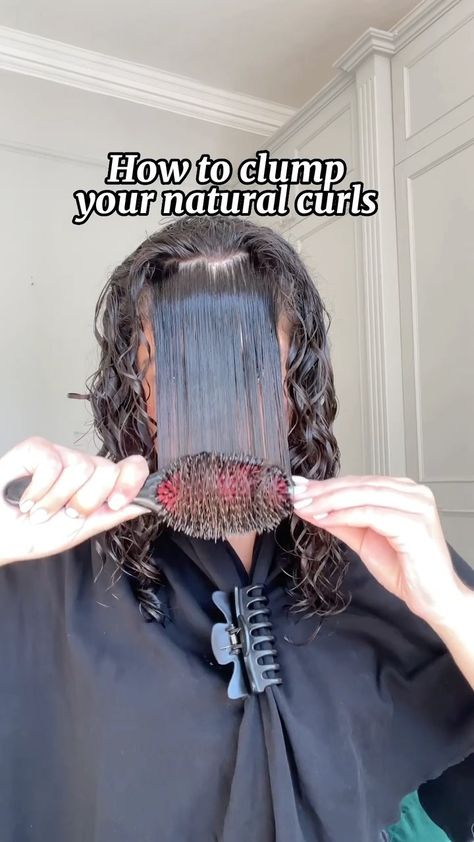 Using A Denman Brush Wavy Hair, How To Get Curl Pattern Back Natural, Whimsical Edgy Fashion, Styling Natural Curls, How To Get Curl Clumps, How To Create Curl Clumps, How To Clump Curls, Brush Curling Method, How To Curl Your Hair With A Brush