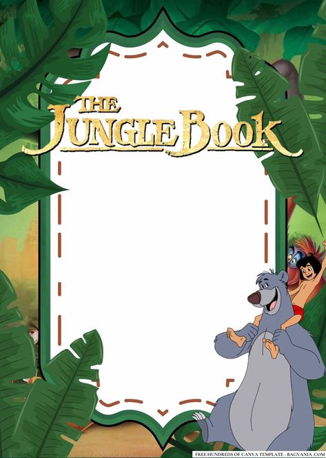 FREE Editable The Jungle Book Birthday Invitations Jungle Book Birthday Invitations, Jungle Book Birthday, Jungle Book Party, Jungle Book Characters, Book Baby Shower Invitation, Book Themed Party, Free Printable Invitations Templates, Book Birthday, Free Printable Invitations