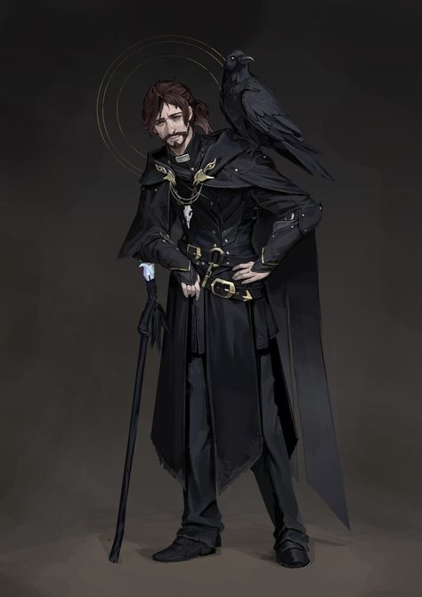 Raven Queen Warlock, Human Sorcerer Male, Human Warlock Male, Male Sorcerer Character Design, Victorian Wizard, Male Sorcerer, Warlock Dnd, Pathfinder Character, Character Design Challenge