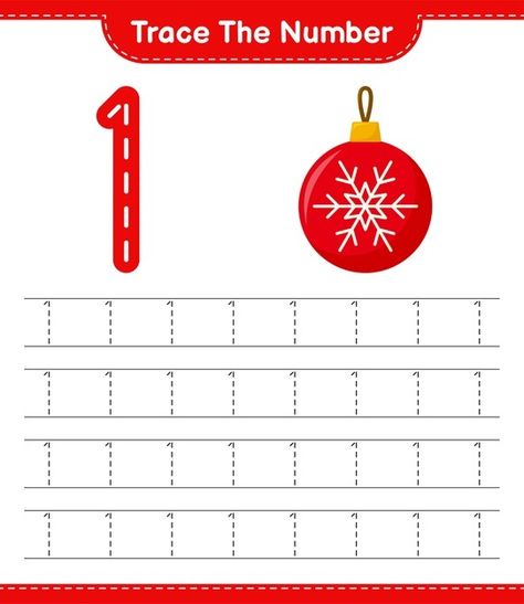 Trace the number educational worksheet | Premium Vector #Freepik #vector #christmas #education #number #christmas-ball Holiday Homework, Vector Christmas, Educational Worksheets, Christmas Ball, Number 3, Number 1, Homework, Premium Vector, Graphic Resources