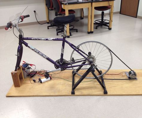 Using easily accessible parts, it is possible to build your own bicycle generator that will charge your cell phone! This instructable is an extension of this instructable made by our friends. Eventually, this bike will stand on its own in our student union, so our classmates can sustainably charge their phones off the grid!The basic setup of the bike is as follows: the back wheel of the bike spins a DC motor via fan belt, the motor is connected to a charge controller, the charge controller c... Diy Stationary Bike, Bike Generator, Arduino Shield, Homemade Generator, Bicycle Diy, Diy Generator, Free Energy Projects, Diy Stationary, Generator House