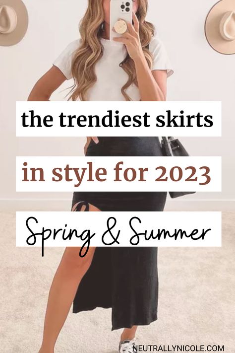 Womens Skirts Summer, 2023 Skirts Trends, How To Style Short Skirts Summer, 2023 Summer Skirts, Summer Outfits 2023 Skirts, Fashion Now Trending 2023, Midi Skirt Outfit Spring 2023, What To Wear With A Flowy Skirt, Summer Women Outfits 2023