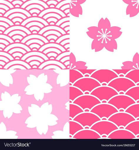 Sakura Pattern Design, Sakura Stickers, Character Help, Sakura Design, Sakura Pattern, Japanese Motifs, Cherry Blossom Pattern, Japan Sakura, Purple Flowers Wallpaper