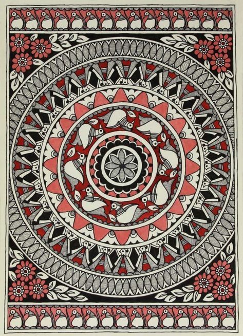 Madhubani Art Pattern, Godhna Madhubani, Godna Style Madhubani Painting, Godna Madhubani Painting, Godna Style Madhubani, Godana Art, Godna Painting, Madhubani Paintings Ideas, Madhubani Paintings Ideas Design