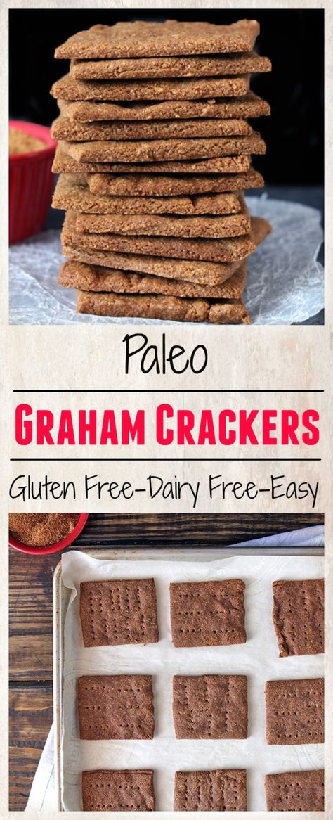 Paleo Graham Crackers - Real Food with Jessica Gluten Free Graham Crackers, Paleo Snack, Homemade Graham Crackers, Paleo Cookies, Paleo Baking, Paleo Sweets, Desserts Vegan, Paleo Treats, Paleo Snacks