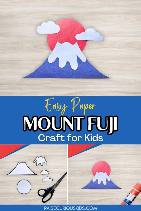 Japan Flag Art, Japan Crafts For Kids, Mountain Crafts For Kids, Easy Kindergarten Crafts, Japanese Club, Mountain Crafts, Easy Craft For Kids, Crafts And Activities For Kids, Preschool Units