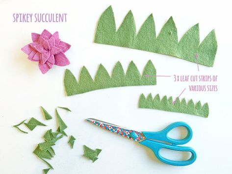 Hand Sewn Crafts, Felt Flower Template, Felt Flowers Patterns, Felt Flower Tutorial, Cactus Craft, Felt Succulents, Diy Flores, Flower Template, Succulents Diy