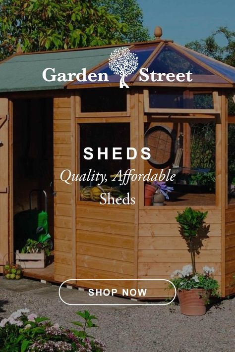 Shop our range of garden sheds 🪴 Explore reliable, well-known brands with FREE UK delivery on most of our products! Allotment Sheds Ideas, Organising Garden Shed, Garden Shed With Log Store, Uk Allotment, Garden Sheds Uk, Allotment Shed, Small Garden Shed, Summer Houses, Plastic Sheds