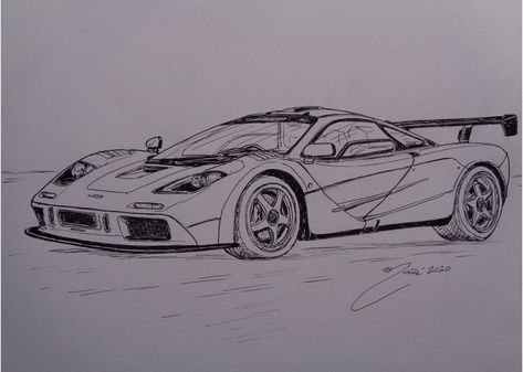 1994 McLaren F1 LM. Marker pen drawing by Joan Mañé How To Draw F1 Cars, Drawing F1 Car, Dessin F1, Mclaren Drawing, Mclaren Drawing F1, F1 Car Drawing Sketch, Gtr Drawing, Mclaren P1 Drawing, Mclaren Sketch