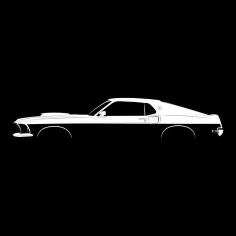 Black and white silhouette of the Ford Mustang Boss 429 (1969). Very detailed side profile design. Available on T-shirts, phone cases, posters and many more high-quality products! Check out this design in my store link above! #art Sp2 Vw, Ford Mustang Logo, Ford Mustang 1969, Car Drives, Boss 429, Black Mustang, Black And White Silhouette, Mustang Logo, Black And White Graffiti