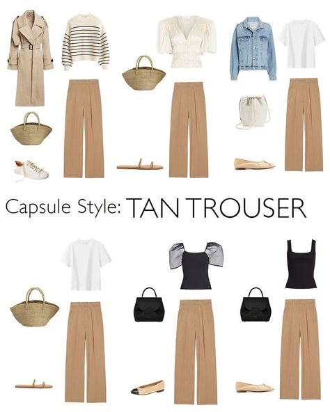 capsule style: Tan Trouser Minimal Neutral Outfit, Spring Outfits Germany, Neutral Tone Outfits Women, Neutral Trousers Outfit, Neutral Outfits Women Casual, Parisian Work Outfit, Minimal Elegant Style, Spring Wardrobe Essentials 2023, Neutral Outfits Women Classy