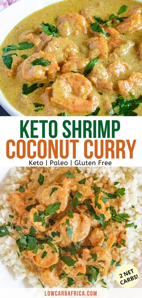 Keto Recipes Fish, Shrimp Coconut Curry, Shrimp Curry Recipe, Coconut Shrimp Curry, Shrimp Keto, Yellow Curry Recipe, Low Carb Curry, Shrimp Meals, Shrimp Coconut