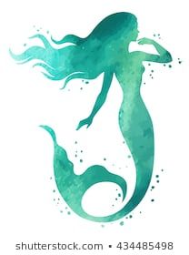 Hand painted mermaid, watercolor vector silhouette illustration. Simple Mermaid Painting Ideas, Mermaid On A Rock Drawing, Mermaid Sillouhette, Mermaid Sillouttes, Mermaid Vector Illustration, Painted Mermaid, Mermaid Watercolor, Mermaid Vector, Mermaid Cartoon