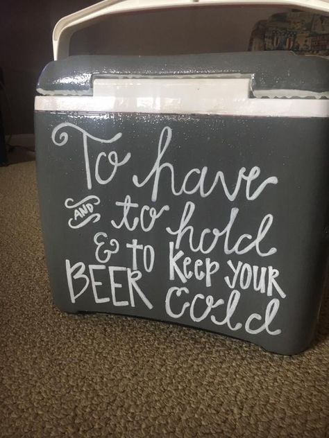 wedding gift cooler Cooler Wedding Gift Basket, Cooler Gift Basket Ideas Wedding, Wedding Cooler Ideas, Cooler Gift Basket Ideas, Cooler Gift Basket, Wedding Coolers, Fraternity Coolers, Raffle Basket, Cooler Gift