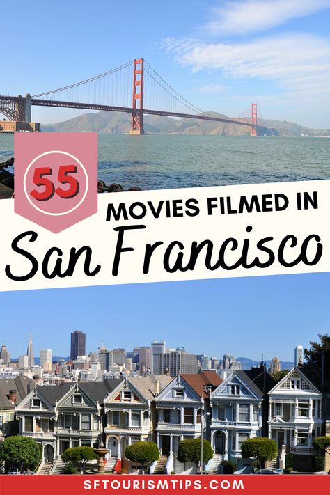 55 Movies Filmed in San Francisco Featuring Dozens of Attractions San Francisco Attractions, Romcom Movies, Alamo Square, Alcatraz Island, San Francisco Golden Gate Bridge, Movie Locations, Palace Of Fine Arts, Pacific Heights, Lombard Street