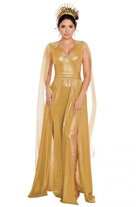 Golden Sun Goddess Adult Costume Sun Goddess Outfit, Sun Goddess Costume, Sun Costume, Goddess Halloween Costume, Goddess Halloween, Halloween Costumes For Sale, Toga Costume, Golden Gown, Goddess Outfit