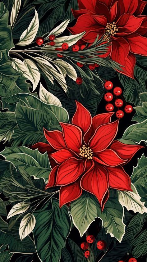 Christmas botanical plants christmas pattern flower.  | premium image by rawpixel.com / Sasi Christmas Floral Background, Poinsettia Wallpaper, Poinsettia Pattern, Xmas Nail, Botanical Plants, Wallpaper Christmas, Tropical Christmas, Christmas Phone Wallpaper, Christmas Flowers