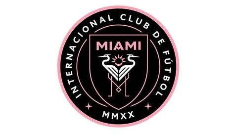 Inter Miami FC Logo Miami Clubs, Football Crest, Basketball Logo Design, Miami Logo, Soccer Flags, Usa Miami, Miami Football, Inter Miami Cf, Places To Travel With Friends